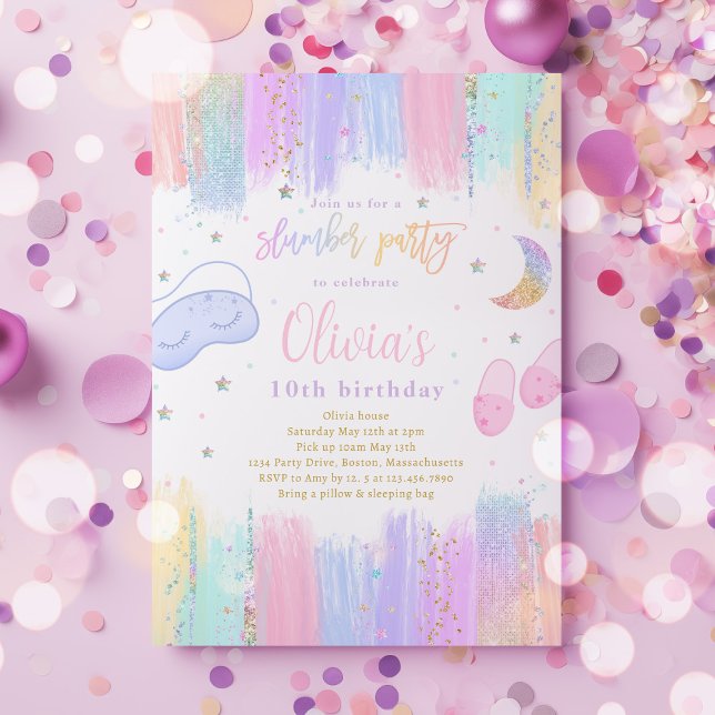 Convite Festa de aniversário do Sleepover Sleepover Partid (Criador carregado)