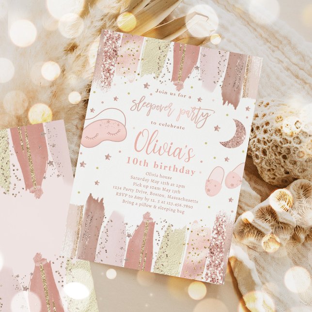 Convite Festa de aniversário do Sleepover Sleepover Partid (Criador carregado)