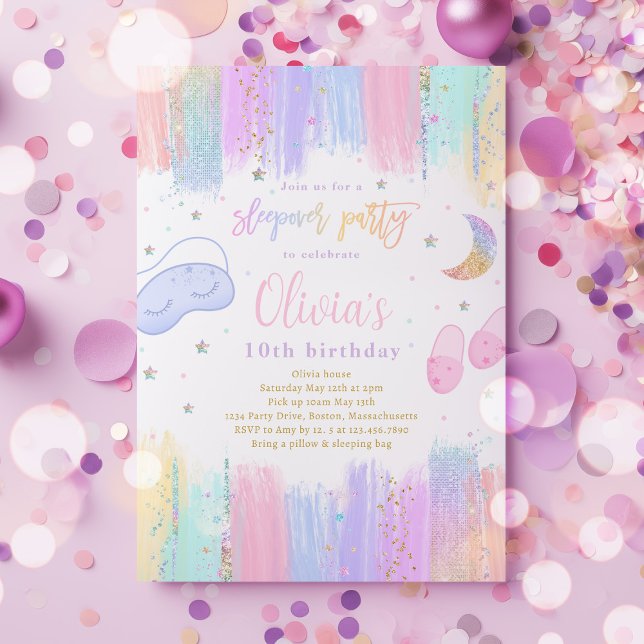 Convite Festa de aniversário do Sleepover Sleepover Partid (Criador carregado)