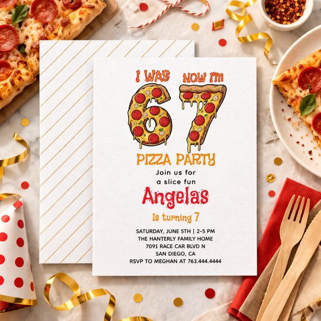 Convite Festa de Aniversário do Slice Slice Boy Six Seven  (Modern Slice Slice Boy Six Seven Birthday Party Invitation)