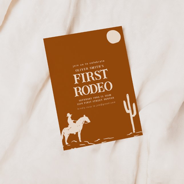 Convite Festa de aniversário do Sudoeste do Cowboy Primeir (Criador carregado)