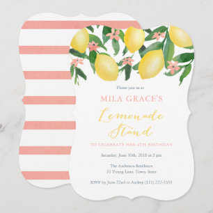 Convite Festa de aniversário do suporte de limonada para 