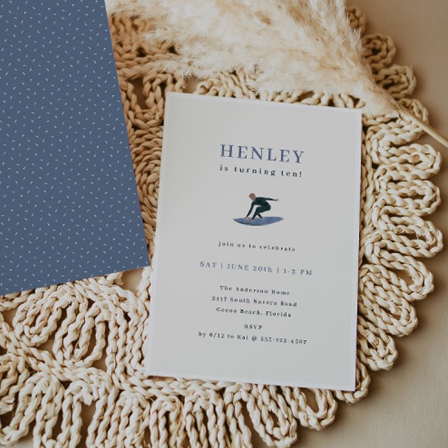 Convite Festa de aniversário do Tema de Surfer legal (Criador carregado)