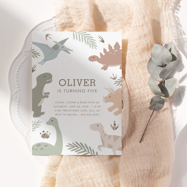 Convite Festa de aniversário do Tema do Dinossauro do Boho (Criador carregado)