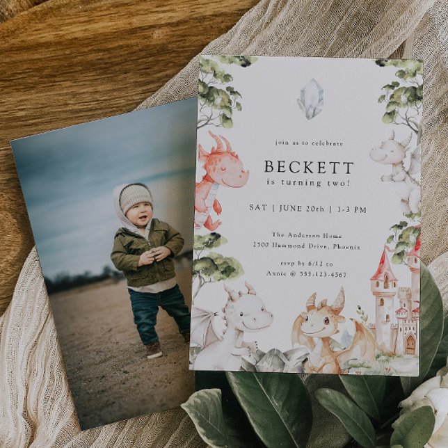 Convite Festa de aniversário do Tema do Dragão (Criador carregado)