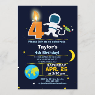 Convite Festa de aniversário do tema do espaço
