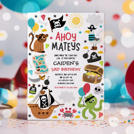 Convite Festa de aniversário do tesouro de navio pirata