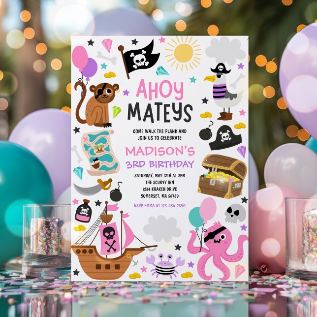 Convite Festa de aniversário do tesouro de navio pirata (Criador carregado)