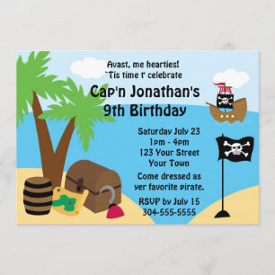 Convite Festa de aniversário do tesouro do pirata
