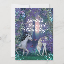 Convite Festa de aniversário do Unicorn Fantasy Woodland