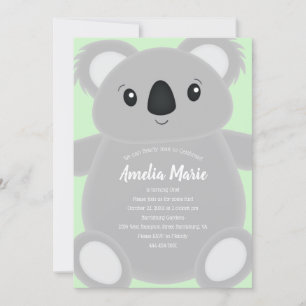 Convite Festa de aniversário do Urso de Koala Verde