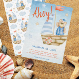 Convite Festa de aniversário do Urso de Navegação em Cinto