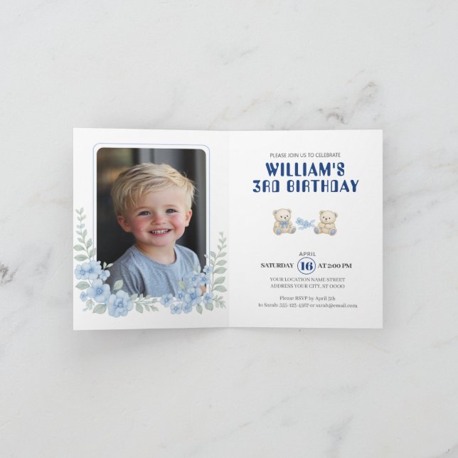 Convite Festa de aniversário do Urso de Teddy (Interior)