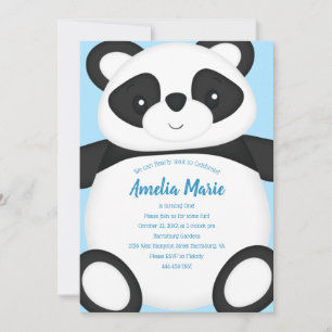 Convite Festa de aniversário do Urso Panda Azul