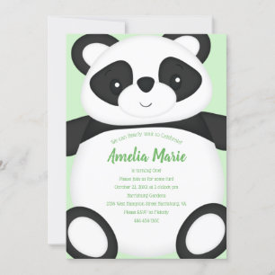 Convite Festa de aniversário do Urso Panda Verde
