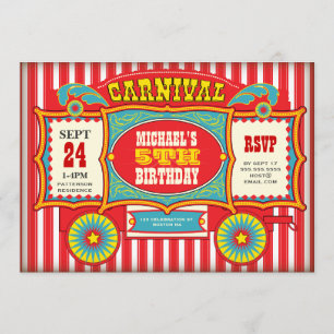 Convite Festa de aniversário do vagão do carnaval do cir