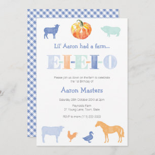 Convite FESTA DE ANIVERSÁRIO do velho MacDonald Pumpkin Bo