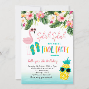 Convite Festa de aniversário do verão da festa na piscin