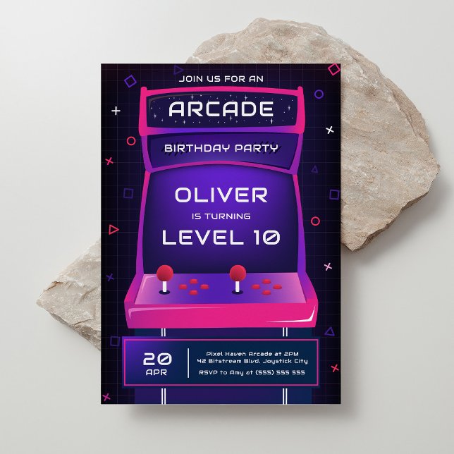 Convite Festa de aniversário do Video Game Arcade Boy (Criador carregado)