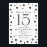 Convite Festa de aniversário Doce 15 Pontos Brilhantes Pra<br><div class="desc">Dotos Silver Glitter Doce 15 Convites de aniversário.</div>