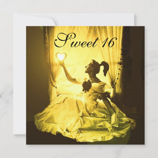 CONVITE FESTA DE ANIVERSÁRIO DOCE 16,MALHA BRANCA AMARELA  (Frente)