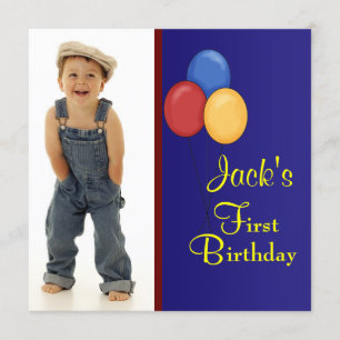 Convite Festa de aniversário dos Balões Vermelhos e Azuis