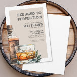 Convite Festa de aniversário dos Homens de Whiskey<br><div class="desc">O Convite De Aniversário De Homens Elegante. Celebrar cinquenta anos de vida com esse convite clássico e masculino com uma grande garrafa de uísque d'água e vidro do lado direito, dando-lhe uma reviravolta moderna. No topo do convite lê-se "Ele está Envelhecido na Perfeição", com o resto do convite a estar...</div>