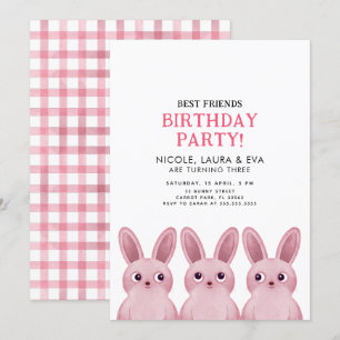 Convite Festa de aniversário dos melhores amigos com três 