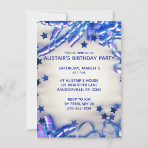 Convite Festa de aniversário dos meninos da fita azul &