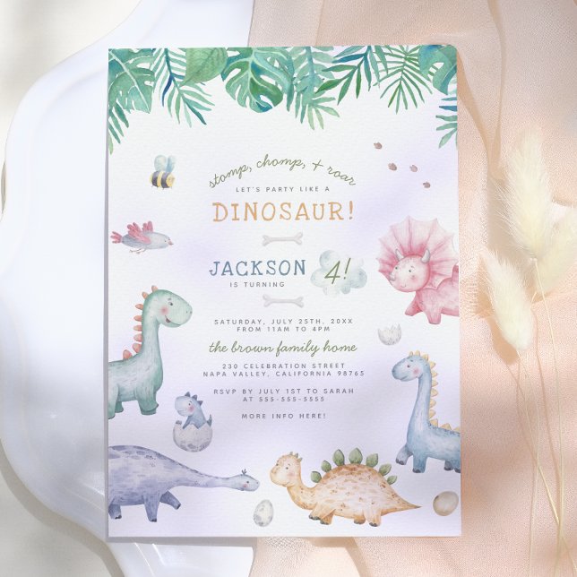 Convite Festa de Aniversário dos Meninos Dinossauros Bate- (Criador carregado)