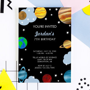 Convite Festa de Aniversário dos Planetas Espaço Galáxia M