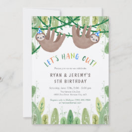 Convite Festa de aniversário dos TWIN BOYS em Azul e Branc