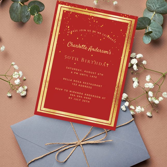 Convite Festa de aniversário dourada confetti sprinkle (Criador carregado)