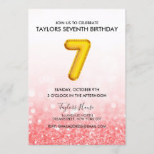 Festa de aniversário Dourada de 7 vermelho-rosa br