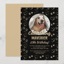 Festa de aniversário Dourada de Cachorro Preto Per