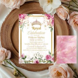 Convite Festa de aniversário Dourada de Fairytala Princesa