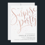 Convite Festa de aniversário Dourada de Surpresa de Script<br><div class="desc">O convite de festas surpreendente moderno apresenta um roteiro de na moda-caligrafia de festa surpresa e brilha em uma cor falsa de folha de ouro rosa, um convite para adultos surpresa de excelente, simples e limpo, para qualquer idade. A cor branca do fundo pode ser alterada para qualquer cor de...</div>