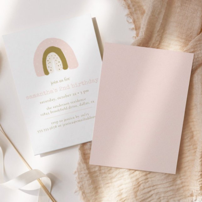 Convite Festa de aniversário Dourada do arco-íris Boho Pas (Criador carregado)