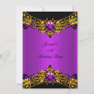 Convite Festa de aniversário Dourada do rendas preto de el