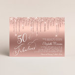 Convite Festa de aniversário Dourada Glitter 50ª rosa<br><div class="desc">Elegante,  glamouroso e chic 50º convite de aniversário com "50 & Fabuloso" escrito em um script de na moda contra fundo rosa dourado,  com brilho falsa rosa dourado a cair.</div>