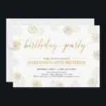 Convite Festa de aniversário Dourada moderna 50ª, 60ª Na m<br><div class="desc">Celebre o seu dia especial com este design de convite de aniversário com uma bela tipografia e padrões de fundo em textura falsa de ouro.</div>