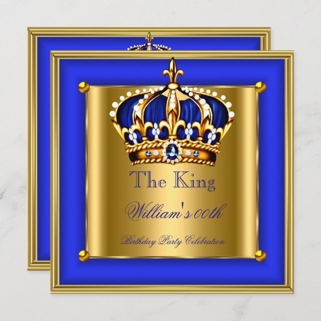 Convite Festa de aniversário Dourada Real Real da Coroa (Frente/Verso)