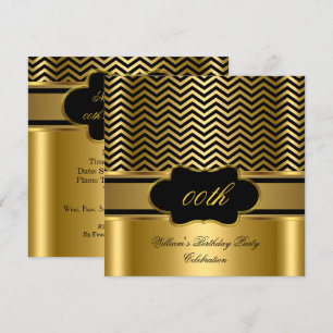 Convite Festa de Aniversário Dourado Chevron Dourado Faixa