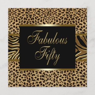 Convite Festa de aniversário Dourado da zebra 50th do