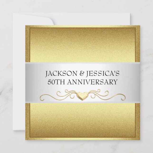 Convite Festa de aniversário Dourado elegante dos corações (Frente)