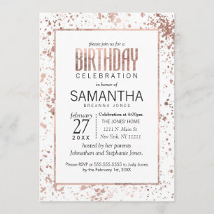 Convite Festa de aniversário Dourado Paint Splatters Invit