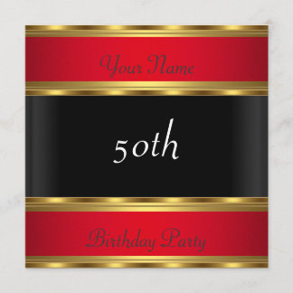 Convite Festa de Aniversário Dourado Vermelho Preto