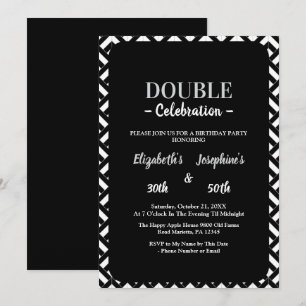 Convite Festa de aniversário dupla branca-negra