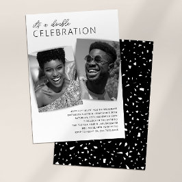 Convite Festa de aniversário dupla de fotos conjuntas mode