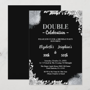 Convite Festa de aniversário Dupla Junta Adulta  Flor prat